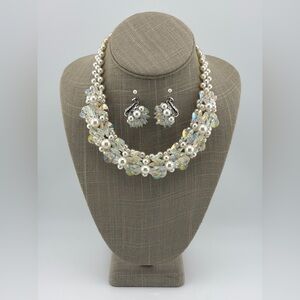 Vintage Vendome Laguna Faux Pearl & Aurora Borealis Crystal Set circa 50’s-60’s